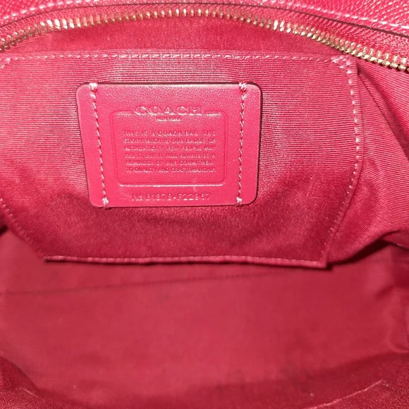 Coach Red Saffiano Leather Small Tote - Picture 4 of 7